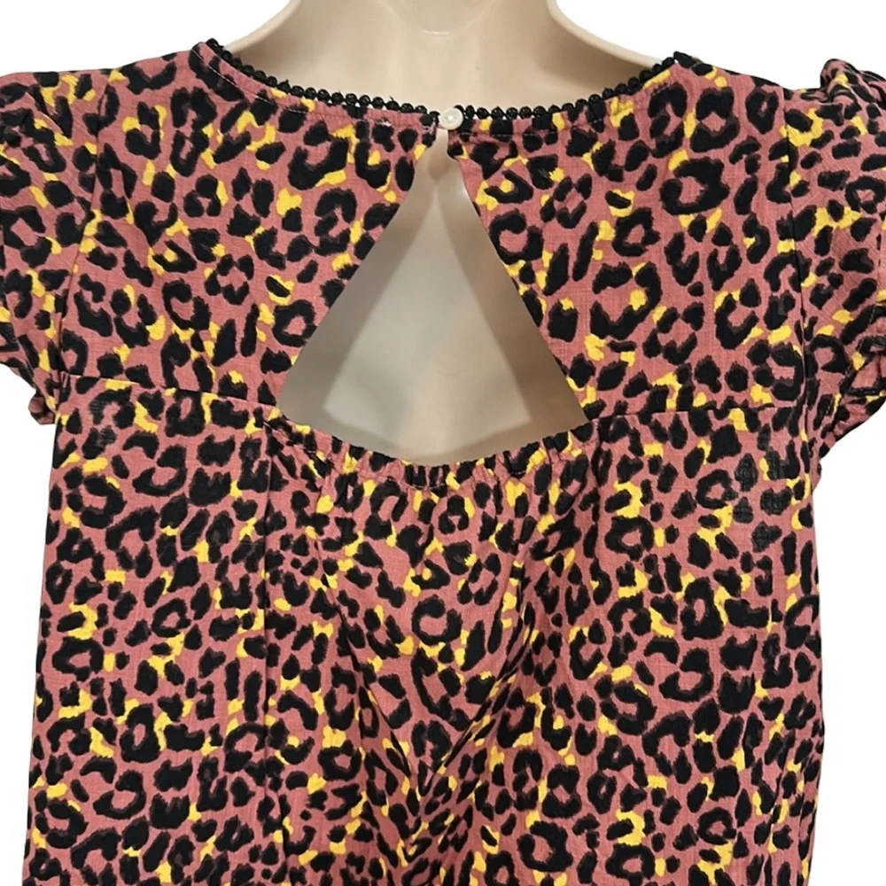 LOFT Leopard Print Cutout Back Ruffle Shell - Picture 8 of 8